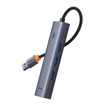 USB хъб към 3 x USB 3.0, RJ45 - Baseus UltraJoy Series (B0005280A813-01) - Space Gray