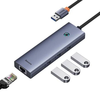 USB хъб към 3 x USB 3.0, RJ45 - Baseus UltraJoy Series (B0005280A813-01) - Space Gray