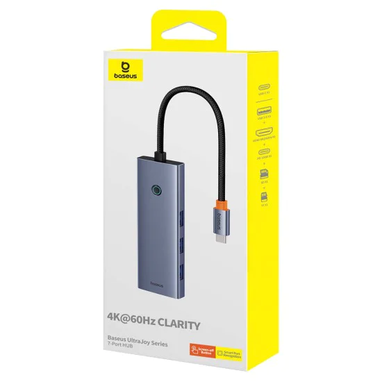 Хъб Type-C към HDMI, 3 x USB, Type-C, SD, TF, 4K@60Hz - Baseus UltraJoy (B00052803811-00)