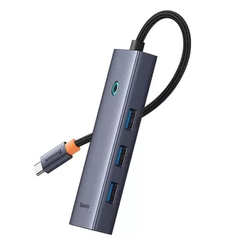 Хъб Type-C към HDMI, 4xUSB, Type-C, 4K@60Hz - Baseus UltraJoy (B00052807813-01) - Space Gray