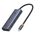 Хъб Type-C към HDMI, 4xUSB, Type-C, 4K@60Hz - Baseus UltraJoy (B00052807813-01) - Space Gray