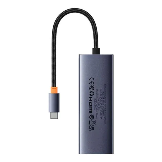 Хъб Type-C към HDMI, 4xUSB, Type-C, 4K@60Hz - Baseus UltraJoy (B00052807813-01) - Space Gray
