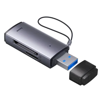 Четец на карти USB към SD, TF - Baseus Lite Series (WKQQX060013) - Сив