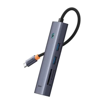 Хъб Type-C към HDMI, 2x USB, Type-C, RJ45, SD, TF - Baseus UltraJoy (B00052805813-00) - Space Gray