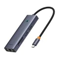Хъб Type-C към HDMI, 2x USB, Type-C, RJ45, SD, TF - Baseus UltraJoy (B00052805813-00) - Space Gray