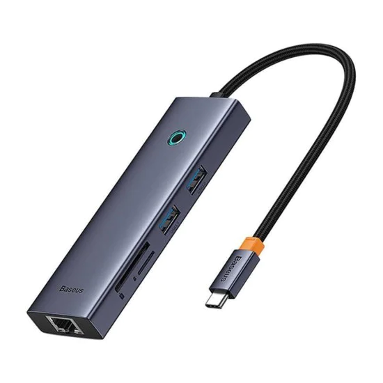 Хъб Type-C към HDMI, 2x USB, Type-C, RJ45, SD, TF - Baseus UltraJoy (B00052805813-00) - Space Gray