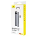 Хъб Type-C към HDMI 4K, VGA, 4xUSB, Type-C, RJ45, SD, TF, Jack 3.5mm - Baseus Metal Gleam (B00030709811-00) - Space Gray