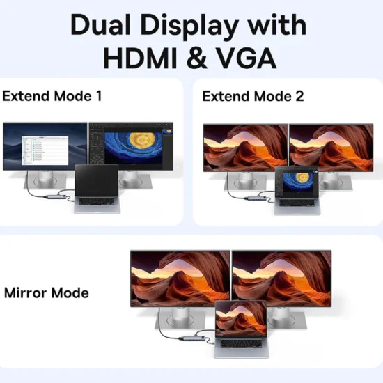 Хъб Type-C към HDMI 4K, VGA, 4xUSB, Type-C, RJ45, SD, TF, Jack 3.5mm - Baseus Metal Gleam (B00030709811-00) - Space Gray
