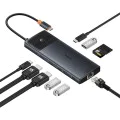 USB-C хъб към 2 x HDMI, 3xUSB, 2xUSB-C, RJ45, SD,TF - Baseus Metal Gleam Series II (B00061800123-00) - Черен