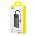 USB-C хъб към 2 x HDMI, 3xUSB, 2xUSB-C, RJ45, SD,TF - Baseus Metal Gleam Series II (B00061800123-00) - Черен