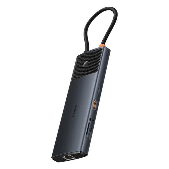 USB-C хъб към 2 x HDMI, 3xUSB, 2xUSB-C, RJ45, SD,TF - Baseus Metal Gleam Series II (B00061800123-00) - Черен