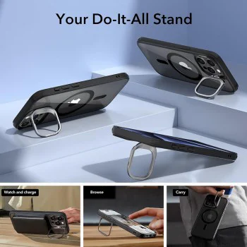 Калъф за iPhone 15 Pro Max - ESR Classic Classic Hybrid HaloLock HaloLock Kickstand - Clear Black