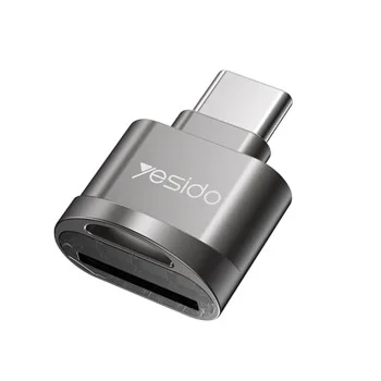 Четец на карти Type-C към TF с OTG функция - Yesido (GS19) - Сив