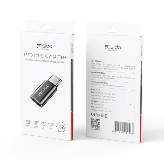 Адаптер Type-C към Lightning с OTG функция - Yesido (GS22) - Сив