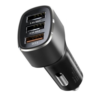 3x USB зарядно за кола - Yesido (Y46) - черно