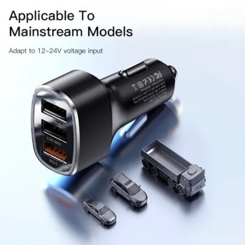 3x USB зарядно за кола - Yesido (Y46) - черно