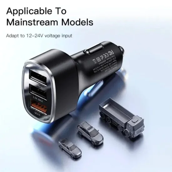 3x USB зарядно за кола - Yesido (Y46) - черно