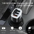 3x USB зарядно за кола - Yesido (Y46) - черно