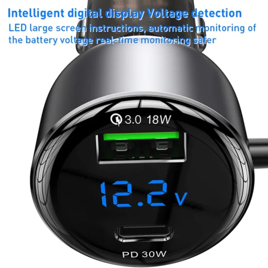 USB зарядно за кола USB, Type-C, 60W - Yesido (Y58) - Сиво
