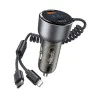 USB зарядно за кола USB, Type-C, 60W - Yesido (Y58) - Сиво