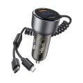 USB зарядно за кола USB, Type-C, 60W - Yesido (Y58) - Сиво