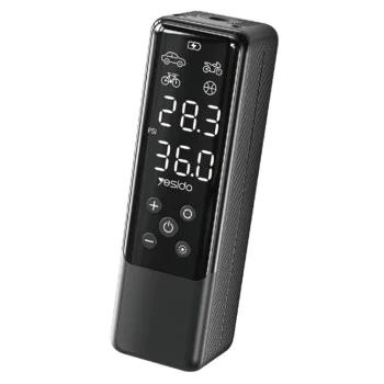 Компресор за кола – Yesido VC05 – портативен, дигитален дисплей, фенер, 50W – Черен