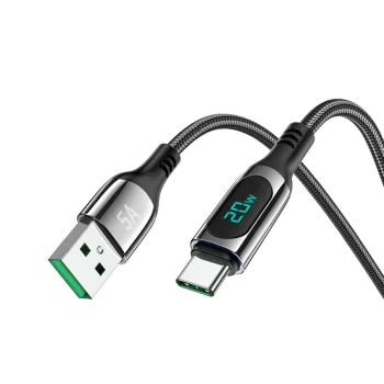USB кабел към Type-C, 5A, 1.2 м - Hoco Extreme (S51) - Черен