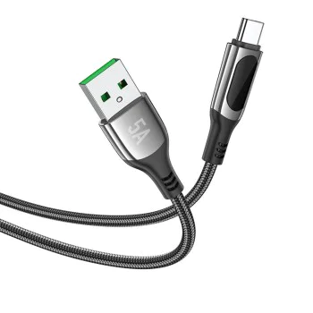 USB кабел към Type-C, 5A, 1.2 м - Hoco Extreme (S51) - Черен