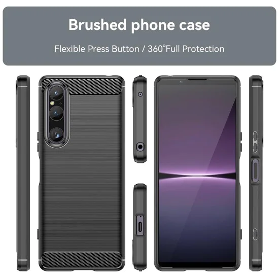 Калъф за Sony Xperia 1 V - Carbon Silicone - Черен