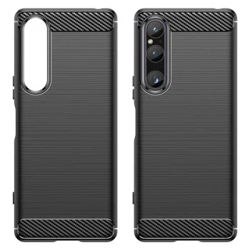 Калъф за Sony Xperia 1 V - Carbon Silicone - Черен