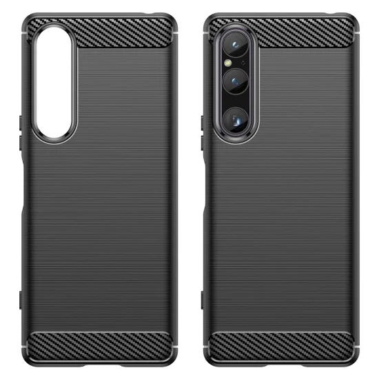 Калъф за Sony Xperia 1 V - Carbon Silicone - Черен