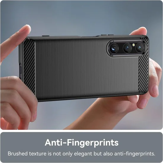 Калъф за Sony Xperia 1 V - Carbon Silicone - Черен