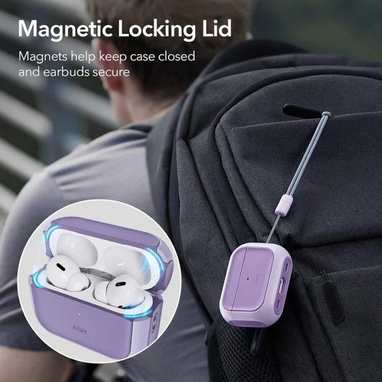 Калъф за Apple AirPods Pro 1/2 - ESR Orbit Hybrid HaloLock - лавандула