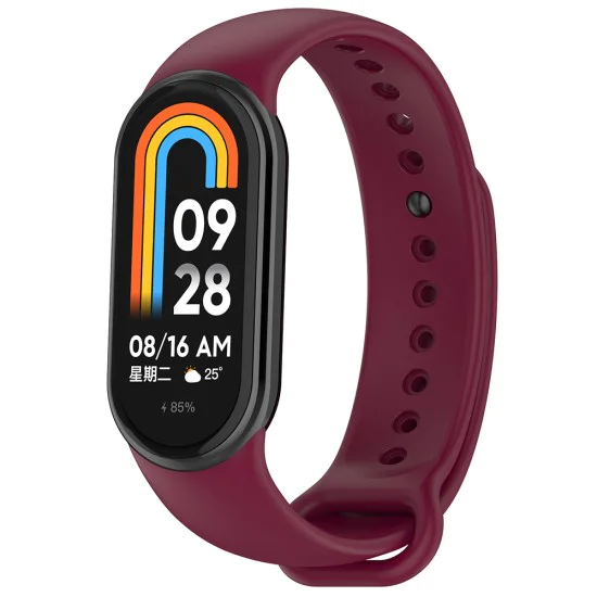 Каишка за Xiaomi Mi Band 8 / 8 NFC / 9 / 9 NFC - Каишка за часовник (W014) - винено червено