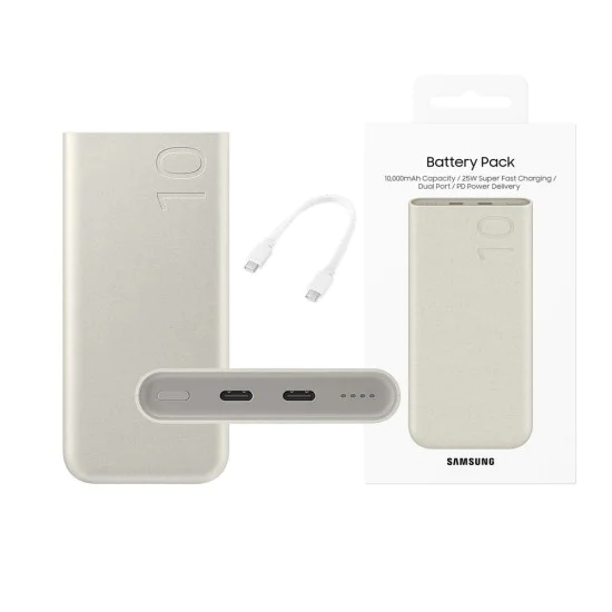 Външна батерия 10000mAh, 25W - Samsung (EB-P3400XUEGU) - сива (опаковка на блистер)