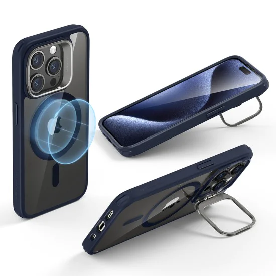 Калъф за iPhone 15 Pro - ESR Classic Hybrid Classic HaloLock HaloLock Kickstand - Clear Dark Blue