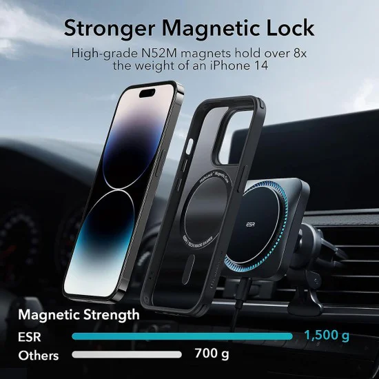 Калъф за iPhone 14 Pro Max - ESR Classic Classic Hybrid HaloLock - Frosted Black