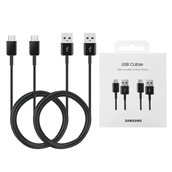 Кабел за данни USB към Type-C, 2A, 480Mbps, 1.5m ( комплект 2) - Samsung (EP-DG930MBEGWWW) - Черен