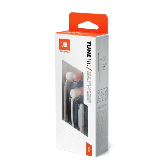 Слушалки с кабел, жак - JBL T110 (JBLT110WHT) - бели