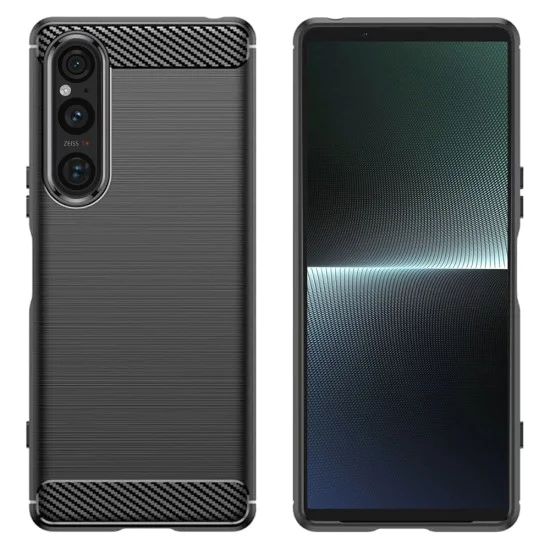 Калъф за Sony Xperia 1 V - Carbon Silicone - Черен