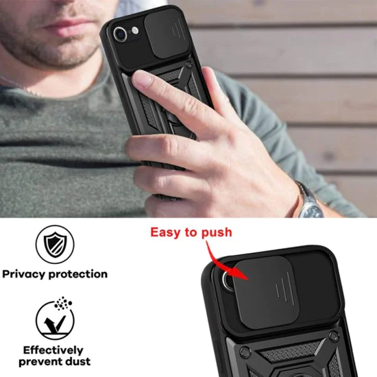 Калъф за iPhone 7 / iPhone 8 / iPhone SE 2, SE 2020 / iPhone SE 3, SE 2022 - серия CamShield - черен