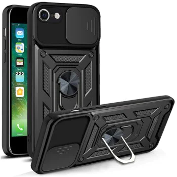 Калъф за iPhone 7 / iPhone 8 / iPhone SE 2, SE 2020 / iPhone SE 3, SE 2022 - серия CamShield - черен