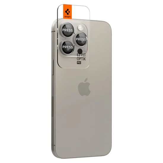 Протектор за камера за iPhone 14 Pro / 14 Pro Max / 15 Pro / 15 Pro Max (комплект 2) - Spigen Glas.tR Optik EZ Fit Pro - естествен титан