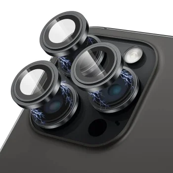 Протектор за iPhone 15 Pro / iPhone 15 Pro Max - Стъклен протектор за камера Lito S+ - черен титаниев