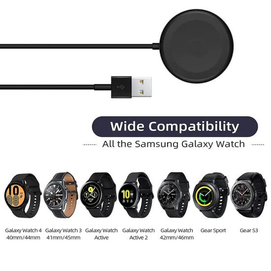 Зарядно за Samsung Galaxy Watch 3/4/5/6, USB, 2.5W, PC Case - (TSC11) - Черен