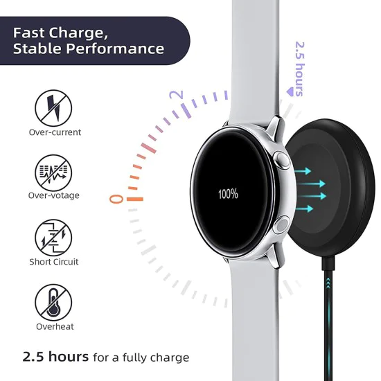 Зарядно за Samsung Galaxy Watch 3/4/5/6, USB, 2.5W, PC Case - (TSC11) - Черен