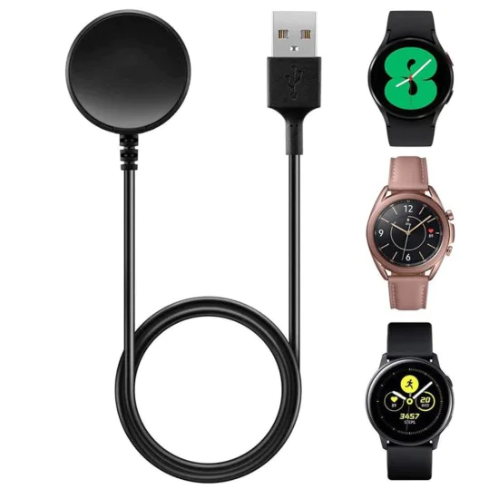 Зарядно за Samsung Galaxy Watch 3/4/5/6, USB, 2.5W, метален корпус - (TSC12) - черно