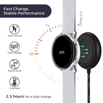 Зарядно за Samsung Galaxy Watch 3/4/5/6, USB, 2.5W, метален корпус - (TSC12) - черно
