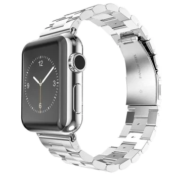 Каишка за часовник за Apple Watch 1/2/3/3/4/4/5/5/5/6/6/7/8/7/8/9/10/SE/SE/SE 2/Ultra/Ultra 2 (42/44/45/46/49 мм) - Каишка за часовник (W036) - Сребро