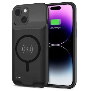 Калъф за iPhone 15 Plus с 8500mAh батерия - Power Pro MagSafe - черен